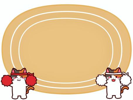 応援する動物とフレーム 応援,動物,運動会,フレーム,猫,コピースペース,かわいい,応援団,ポンポン,ダンスのイラスト素材