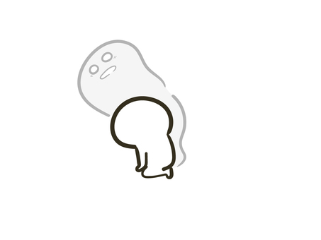 魂が抜けそうな棒人間のイラスト 棒人間,人間,ポーズ,全身,魂,喪失,意気消沈,沈む,抜け殻,メンタルのイラスト素材