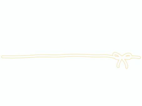 黄色い手描きのちょうちょ結びライン ちょうちょ結び,リボン,ひも,手描き,ラフ,飾り罫,見出し,仕切り,線画,黄色のイラスト素材