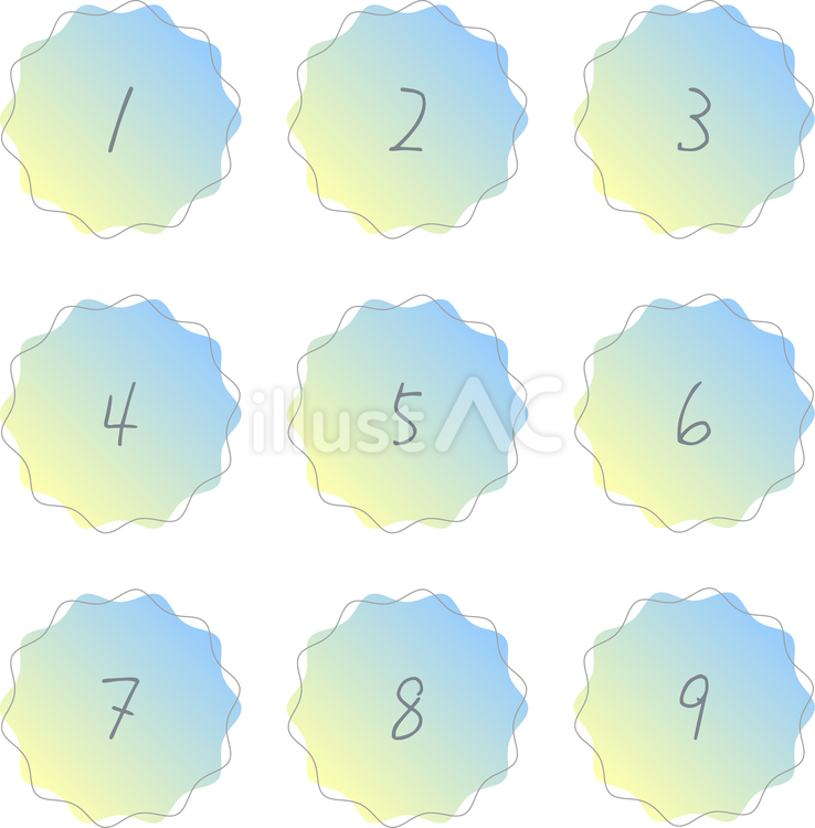 爽やかグラデのジグザグ図形数字アイコン アイコン,文字,セットのイラスト素材
