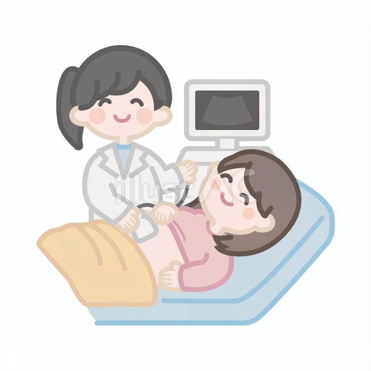 妊婦検診を受ける妊婦さん 妊婦検診を受ける妊婦さん 妊婦健診,産科,産婦人科のイラスト素材