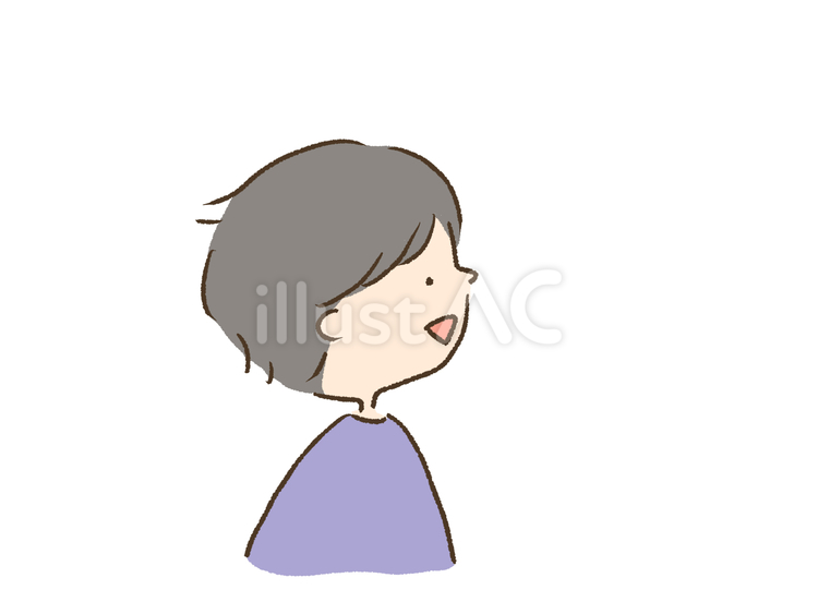 横向きで何かを話す男の子 横向き,横顔,話すのイラスト素材