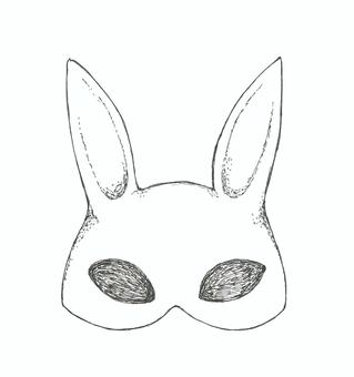 ウサギを模した仮面の手描きイラスト 兎,仮面,ファッション,仮装,小物,手描き,リアル,モノクロ,挿絵,白バックのイラスト素材