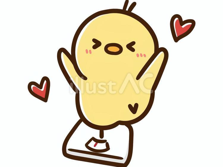 体重計に乗って喜ぶかわいいひよこ ひよこ,ダイエット,体重計のイラスト素材