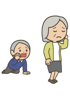 熟年離婚 熟年離婚 人物,さよなら,別れ,失恋,見限る,呆れ,未練,dv,謝罪,主婦のイラスト素材