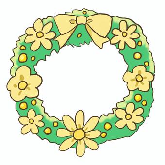 wreath illustration, JPG wreath illustration, lease, flower, yellow, JPG