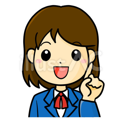 女子学生 笑顔 指差し