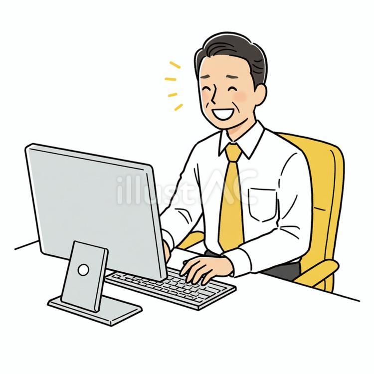 仕事している人 老男,シャツ,ネクタイのイラスト素材