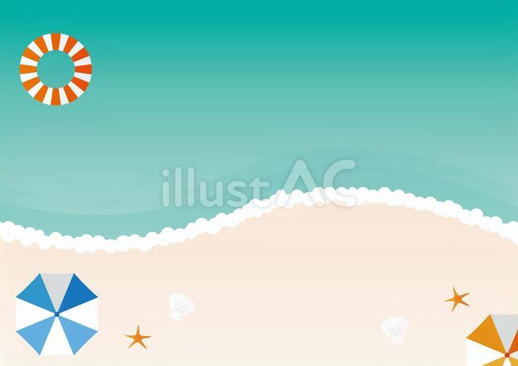 エメラルドグリーンの海とビーチの背景素材 夏,海,波のイラスト素材