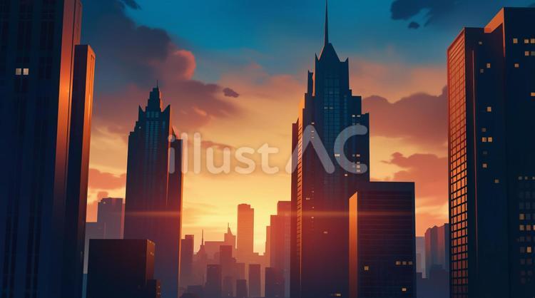 都会の夕暮れ2 背景,壁紙,風景のイラスト素材