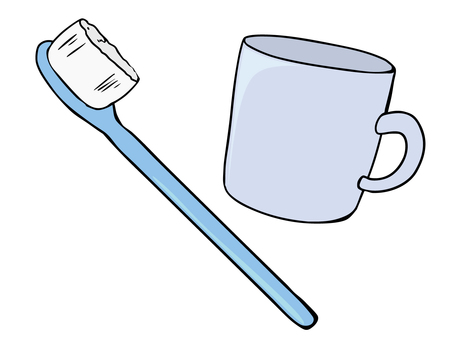 歯ブラシ コップ 歯ブラシ,コップ,歯磨き,エチケット,習慣,衛生,虫歯予防,主線あり,イラスト素材,広告のイラスト素材