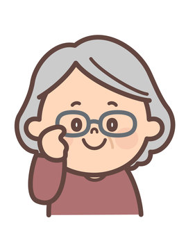 メガネをかけているおばあさん 眼鏡,視力低下,眼科,老眼,老人,高齢者,おばあさんのイラスト素材