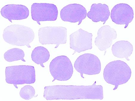 水彩のかわいいフキダシ　手描き 吹き出し,フキダシ,紫,グラフィック,水彩,フレーム,セット,バリエーション,手描き,セリフのイラスト素材