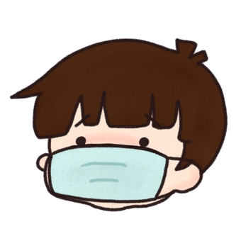 体調不良のマスクをした男の子のイラスト 男の子,手描き,風邪,マスク,体調不良のイラスト素材