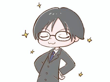 スーツの男性　ドヤ顔 ドヤ顔,えっへん,自慢げ,得意げ,ドヤる,満足そう,ニヤリ,誇らしげ,自信,得意満面のイラスト素材