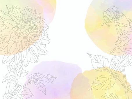 やさしげな背景205＿ダリア 花,壁紙,フレーム,ダリア,秋,背景,秋の花,植物,枠,飾り枠のイラスト素材