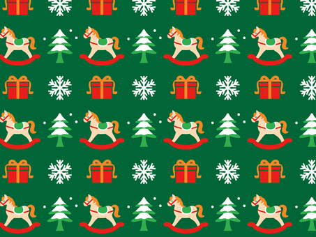 ロッキングホースとプレゼントの壁紙 クリスマス,壁紙,パターン,模様,ロッキングホース,木馬,ギフト,プレゼント,ボックス,リボンのイラスト素材