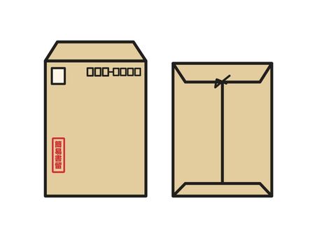 角２封筒　簡易書留 角２封筒,角形２号,茶,封筒,簡易書留,事務用品,オフィス用品,封書,手紙,願書のイラスト素材