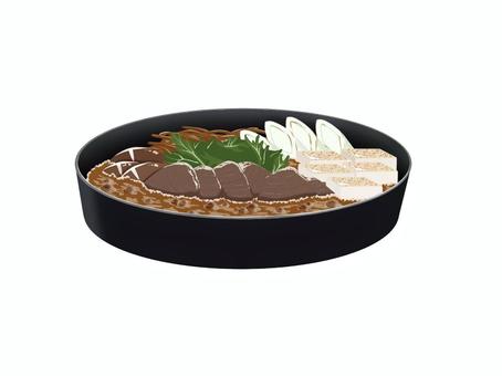 すき焼き すき焼き,鍋,食べ物,冬,肉,しいたけ,長ネギ,豆腐,野菜,春菊のイラスト素材
