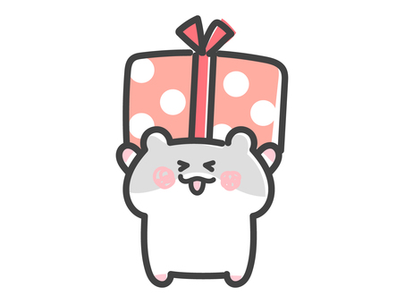 プレゼントを運ぶハムスター プレゼント,ハムスター,ギフト,運ぶ,箱,贈り物,渡す,もらう,喜ぶ,お礼のイラスト素材