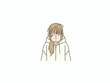 ドン引きするパーカーを着た若い女性 戸惑い,困惑,引く,拒絶,ショック,カラー,若者,女性,パーカーのイラスト素材