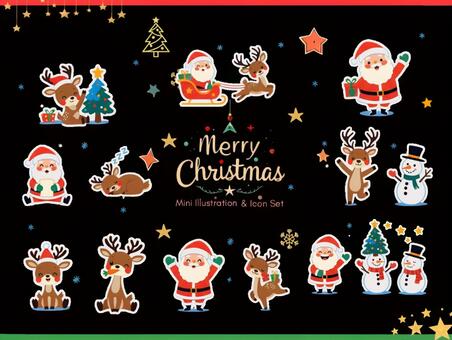 クリスマスミニイラストセット ci004 クリスマス,フレーム,枠,吹き出し,speechbubble,サンタ,サンタクロース,見出し,イラスト,トナカイのイラスト素材