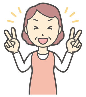  エプロンおばちゃん-214-バスト ピース,おばちゃん,エプロン,お母さん,ママ,中年,おばさん,主婦,人物,かわいいのイラスト素材