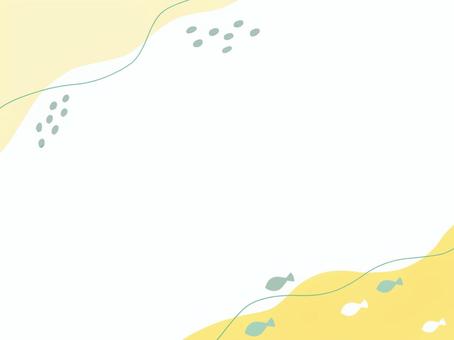 魚が泳ぐやさしいフレーム背景 魚,フレーム,背景,水,シンプル,涼しい,やさしい,柔らかい,自然,波のイラスト素材