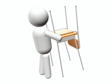 学校の机と椅子　運んでます イス,机,学校,椅子,掃除,清掃,教室,片付け,移動,準備のイラスト素材