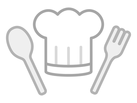 コック帽とフォークとスプーン コック帽とフォークとスプーン コック帽,料理,フォークのイラスト素材