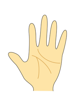 手のひらと手相（左手） 手のひら,手,手相,線,人体,指,掌,ハンド,左手のイラスト素材