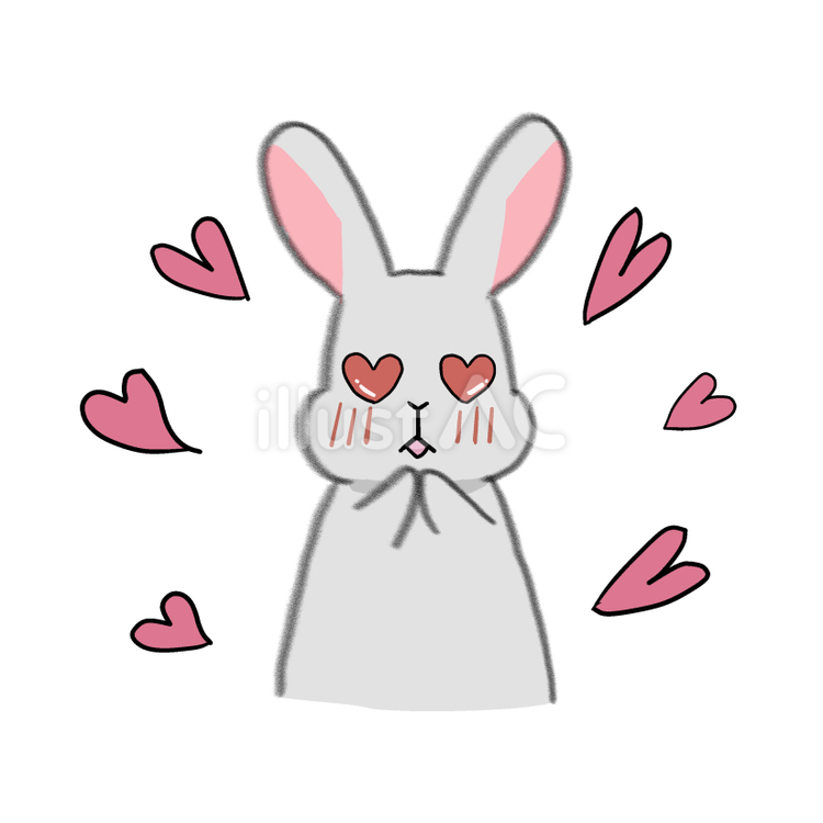 好きが溢れるうさぎ 動物,白うさぎ,エフェクトのイラスト素材