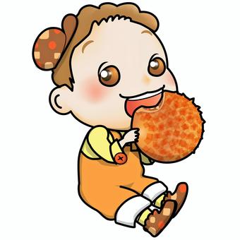 カレーパンキッズA カレーパン,子ども,キャラクター,食べる,可愛いのイラスト素材