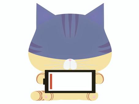 電池_猫 バッテリー,猫,ちゃとら,充電,切れ,動物,かわいいのイラスト素材