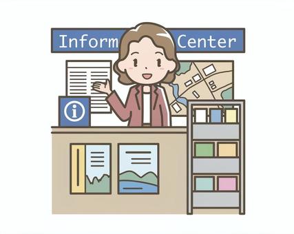 旅行014 観光案内所,インフォメーションセンター,パンフレット,ツーリスト,サポート,女性,案内,接客,スタッフ,旅行客のイラスト素材