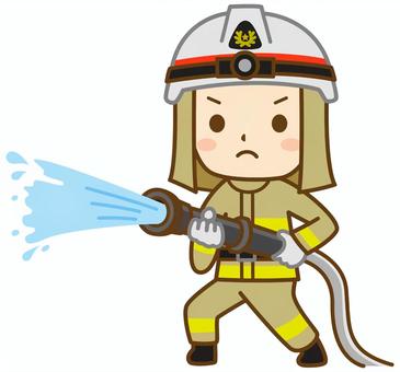 放水する消防士 消防士,消防隊員,消防官,消防,隊員,男性,ヘルメット,防火服,消防服,ホースのイラスト素材