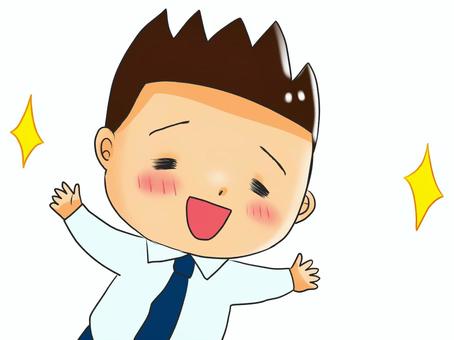 Chibi Mob Office Worker, Shiny Man, JPG and PNG Chibi Mob Office Worker, Shiny Man, male, a smile, glitter, JPG and PNG