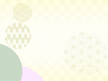 和柄の背景（円）‐生成り 和柄,年賀状,正月,お祝い,ひな祭り,端午の節句,七五三,麻の葉,青海波,矢絣のイラスト素材