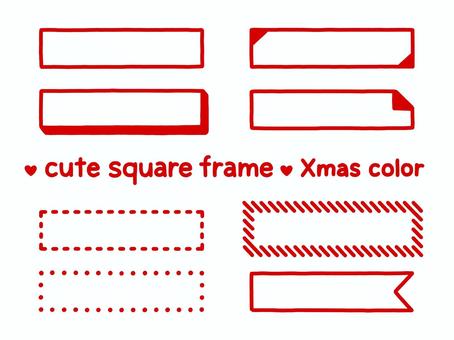 かわいい四角いフレーム（Xmasカラー） フレーム,枠,四角,長方形,横長,クリスマス,クリスマスカラー,12月,かわいい,シンプルのイラスト素材