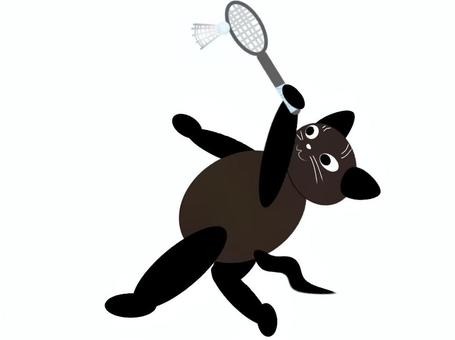 スポーツ猫38 猫,バトミントン,手描き,かわいい,動物のイラスト素材