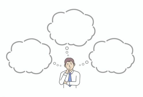 男性上半身イラスト 吹出しテンプレート 人,男性,考える,会社員,サラリーマン,ビジネスマン,吹き出し,人物,上半身,困惑のイラスト素材
