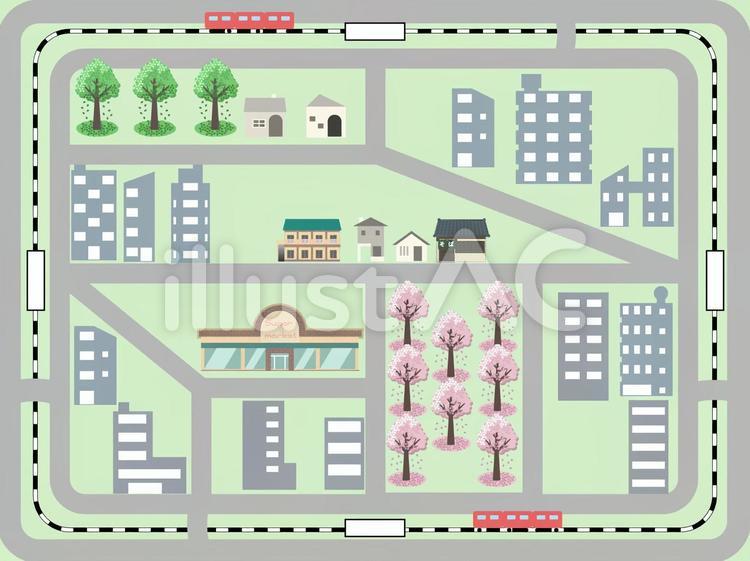 街並み地図　背景　壁紙　マップ　イラスト 街並み,背景,壁紙のイラスト素材