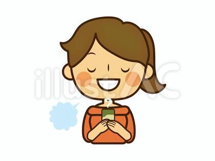 お茶を飲んで一息つく女性