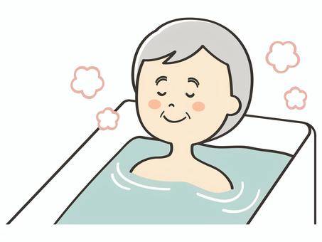 お風呂に入るおじいさん お風呂,風呂,入浴,湯船,浸かる,リラックス,おじいさん,年配,老人,おじいちゃんのイラスト素材