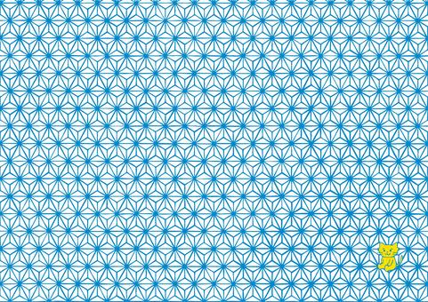 KI_AB00_吉祥文様麻の葉と猫ブルー 和柄,麻の葉,和風背景,手描き,猫,青のイラスト素材