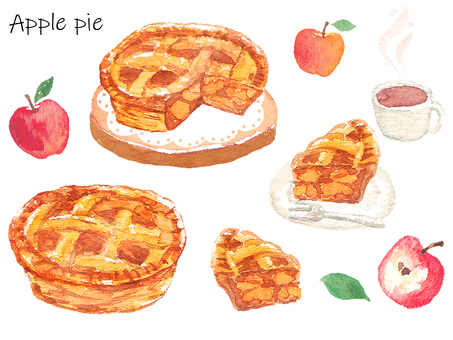 Illustration, food, sweets, apple pie, 