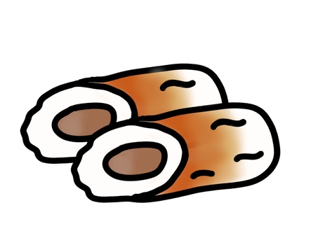 ちくわ二個 ちくわ,穴,断面,斜め,カット,調理,加工食品,おいしい,おつまみ,美味しいのイラスト素材