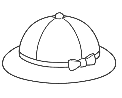 通学帽子の白黒手描きイラスト 通学帽子,通園帽子,帽子,幼稚園,小学校,単品,手描き,白黒,モノクロ,線画のイラスト素材