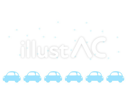 水色の雪道の車の渋滞