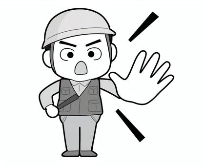 工事現場で止まれ　単色 ダメ,止まれ,工事,手,出す,叫ぶ,拒否のイラスト素材